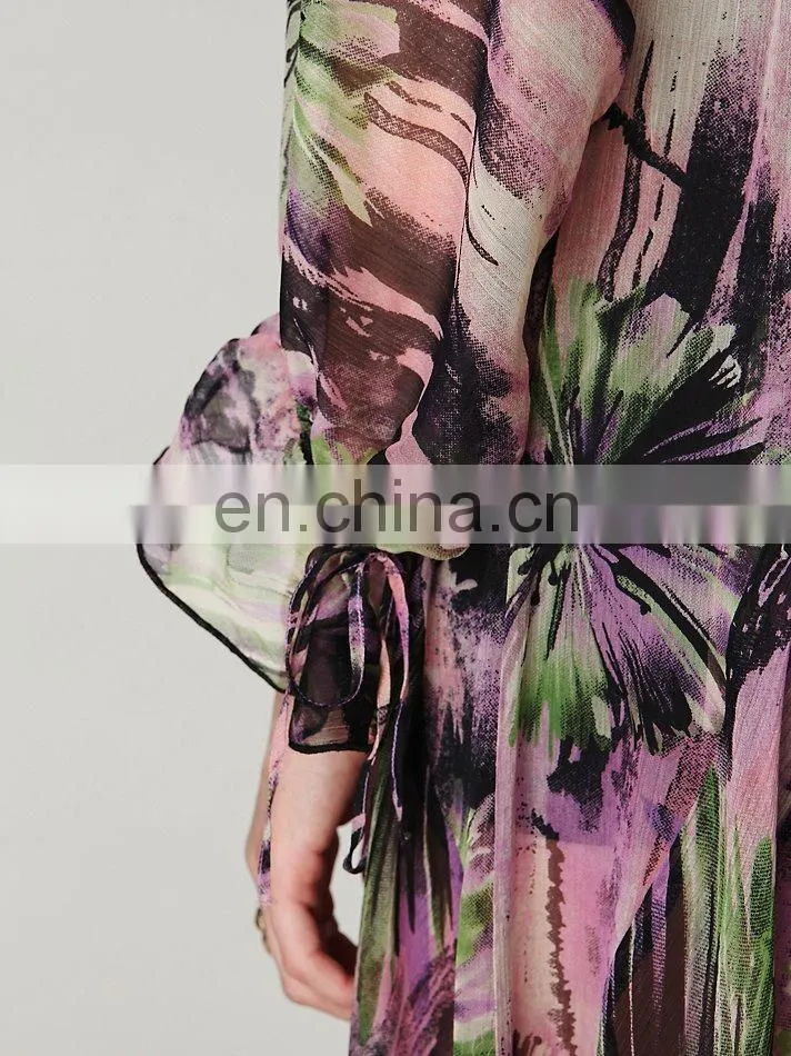 CHEFON Floral print elegant chiffon design evening dresses sale