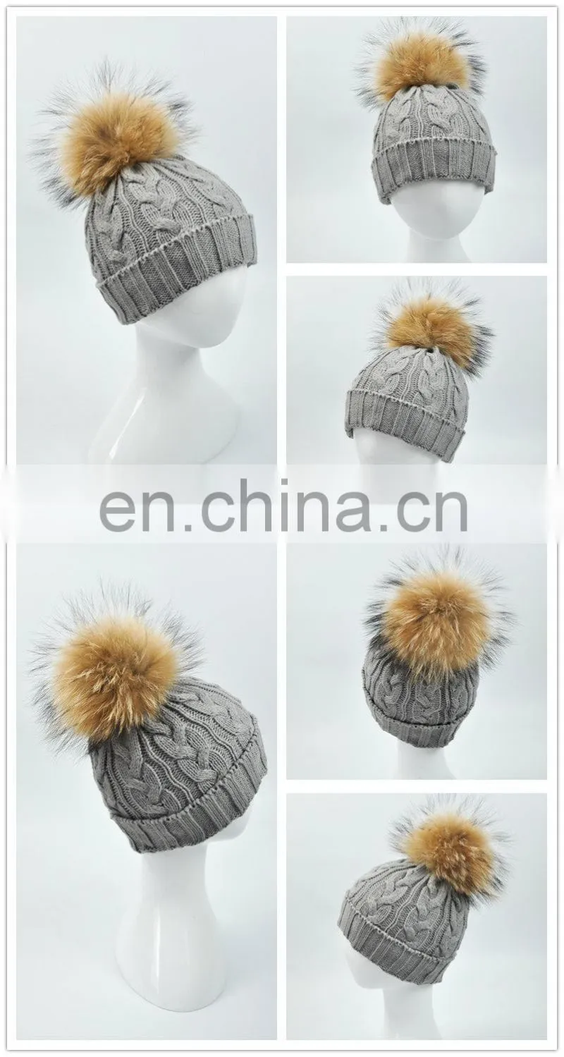 2016 Fashion Design Hot Sale Winter Hat with Cute Fur Pom Kids Beanie