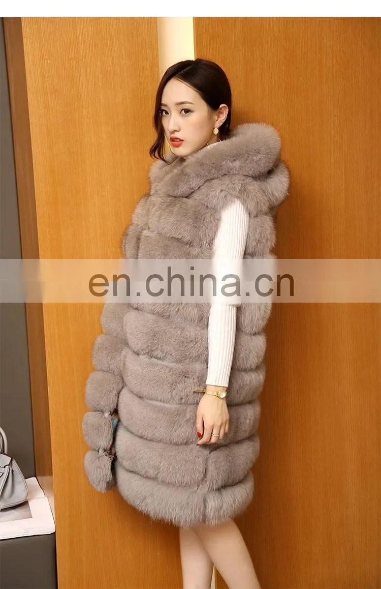 2015 Top Quality Lovely Fur Vests Women Outer Wear Vest Real Blue Fox Fur Coat China