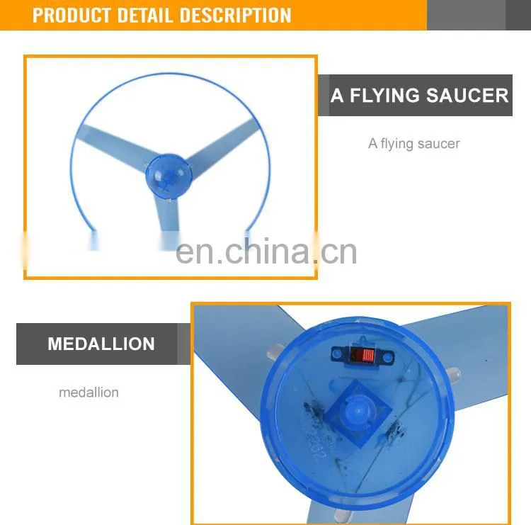 Funny 25CM pull line flying UFO with light pull string flying toy