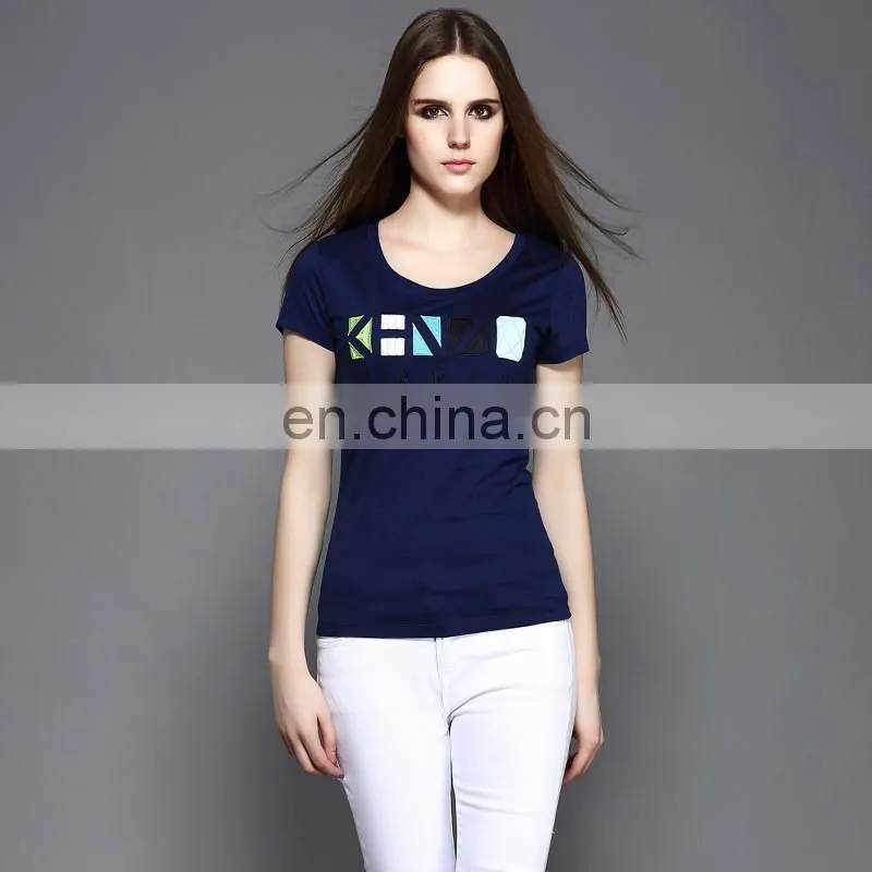 2017paris flag pink t shirt latest new design t shirt embriodered girls t-shirt