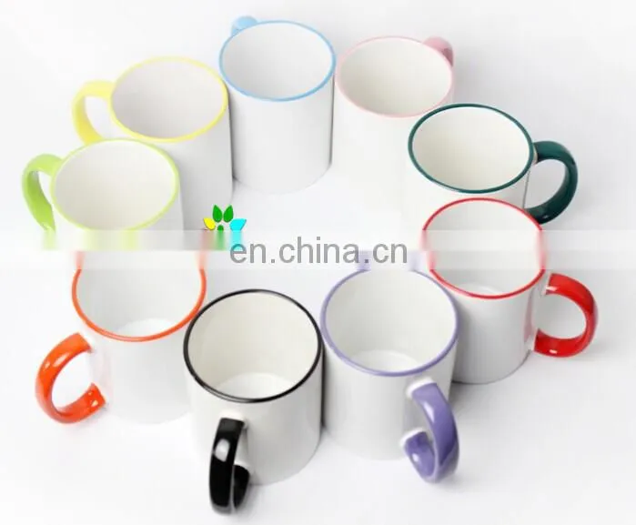 11oz Rim Color Handle Mug Blue