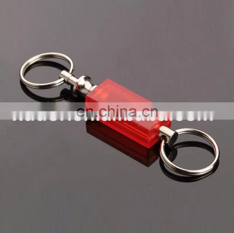 2016 promotional wholesale new style rubber plastic red color double ring keychain