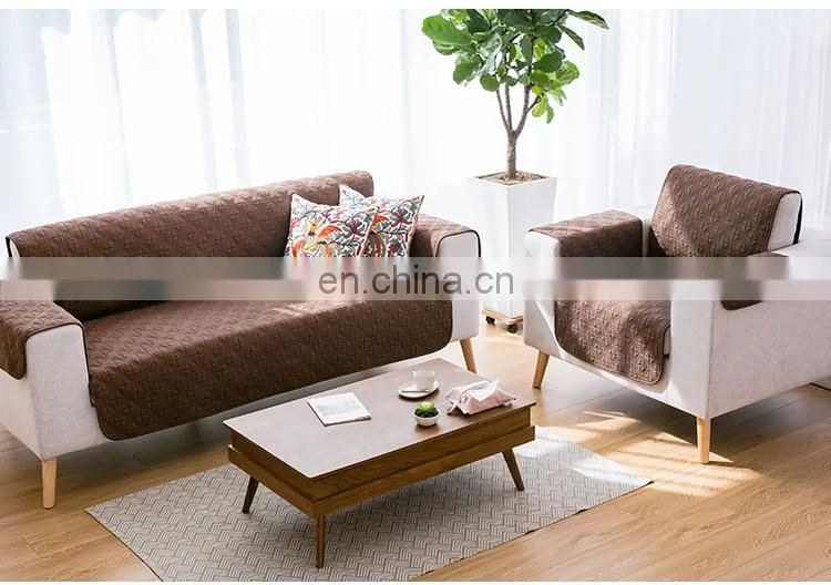 Zhejiang factory checker quilting furniture protector I shape sofa cover