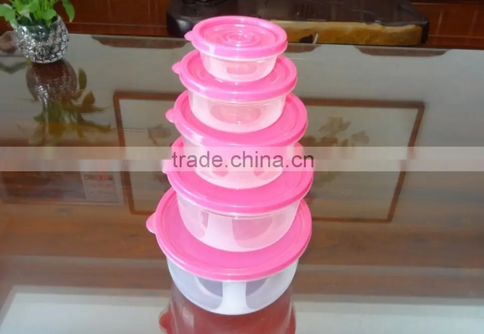 Popular 5 pcs set round plastic food storage container