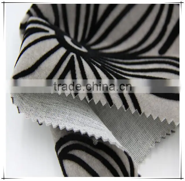 100%polyester Flower Pattern Flocked Shiny Velvet Fabric
