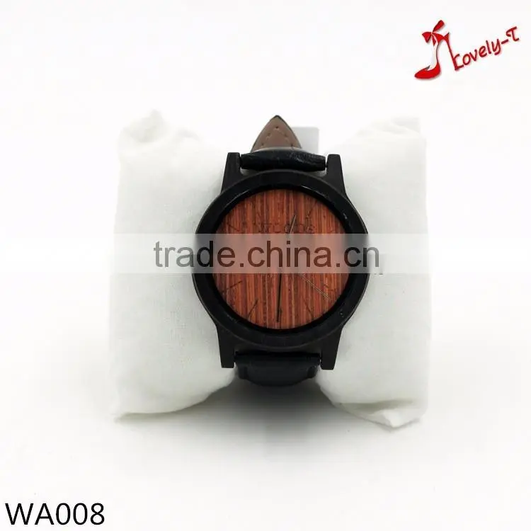 Wholesale Fashion Wood Watch Men Custom Logo Wrist Watch With Genuine Leather Band