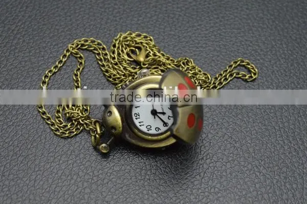 Kids mini pocket watch ultra light mental chain pocket watches colorful pattern