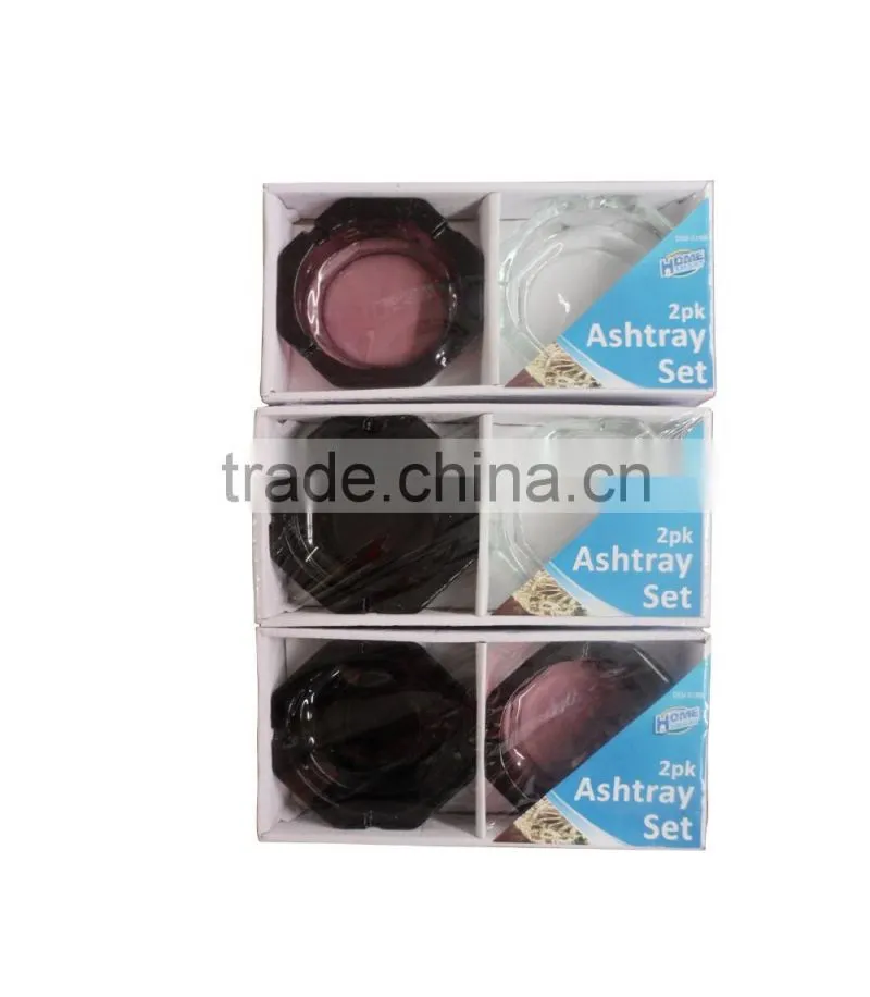Color optional elegent hexagon shaped pressed glass ashtray