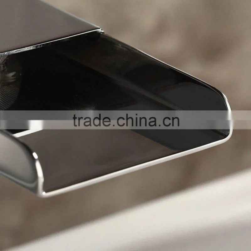 Contemporary Solid Brass Single Handle Led Widespread Waterfall Bathroom Sink Faucet Chrome Finish Single Hole One Handle Widesp
