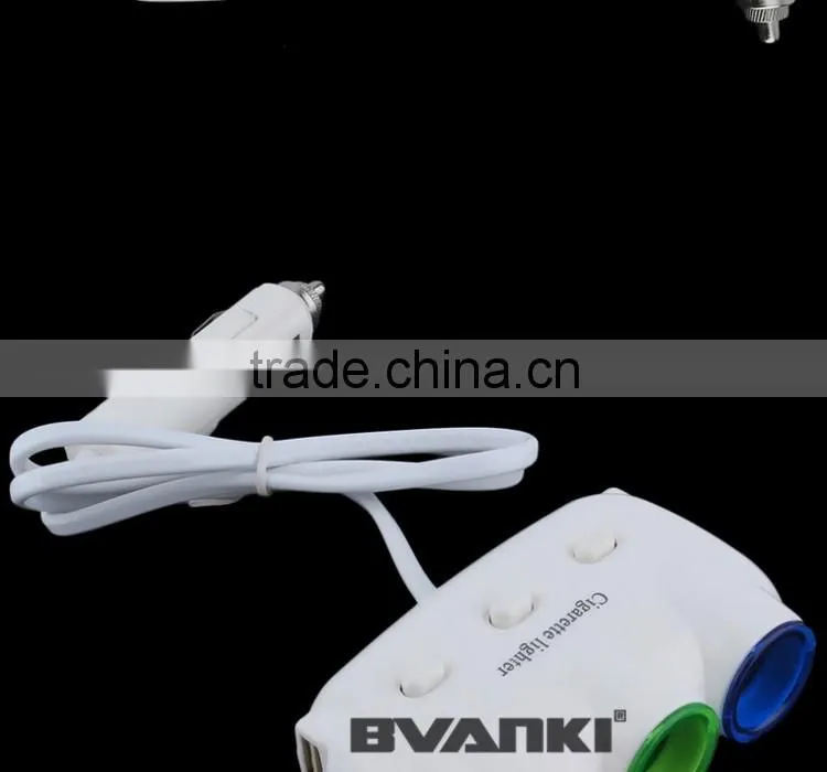 new products 2016 High Quality Triple3 Way Splitter+Dual USB Port Car Cigarette Lighter Socket Splitter Charger with gps tracker