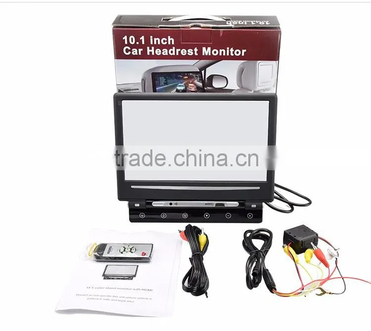 Factory Price!! 10.1'' TFT LCD slim detachable car headrest monitor with HDMI