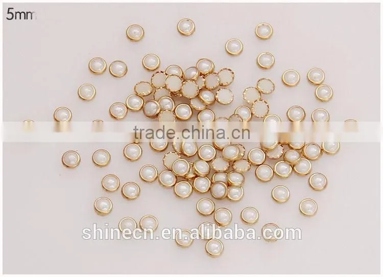 New stones 3mm 4mm 5mm 6mm metal golden edging flatback round hot fix rhinestones