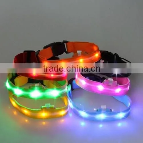 NEW Dog Personalized LED Light Nylon Pet Flashing Glow Nylon Collar Blue