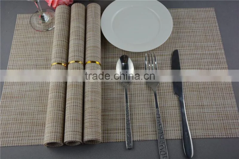 Table decoration PVC solid color disposable flaxen linen table placemat 45*30cm