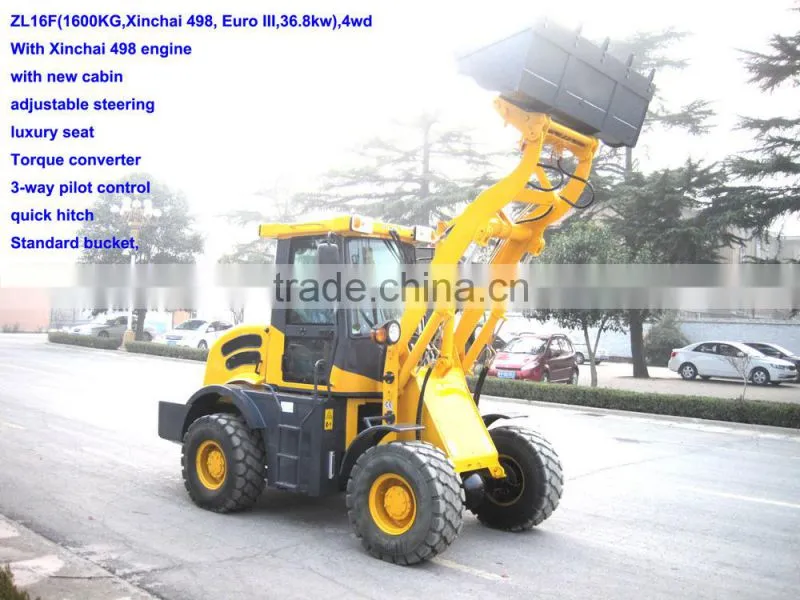 Hydraulic 3ton loader,4wd with CE,125HP Pilot control and deutz engine,cabin,adjustable steering,3-way pilot control
