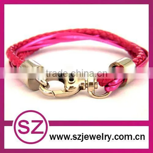 PUB0049 braided green leather vintage bracelet clasp
