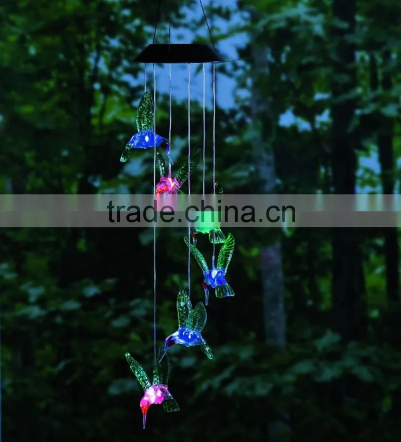 dragonfly decorative led solar color changing acrylic wind chime