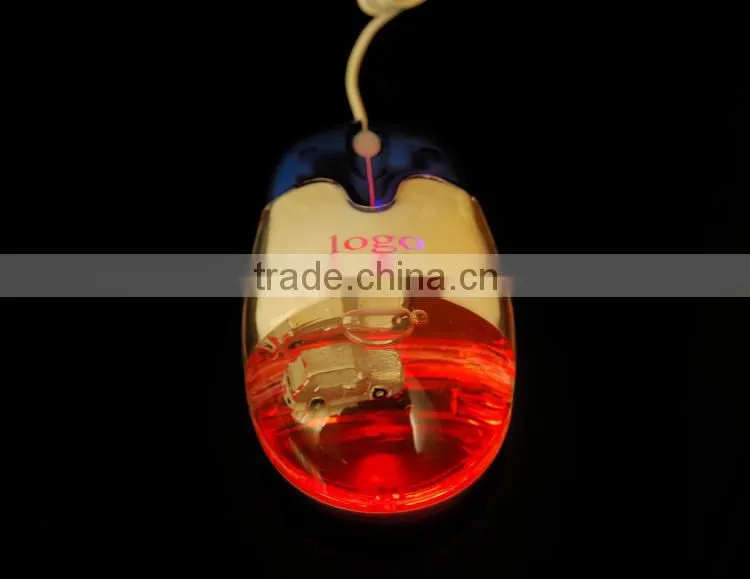 Computer Gift USB wired liquid aqua mouse with light-up LED logo