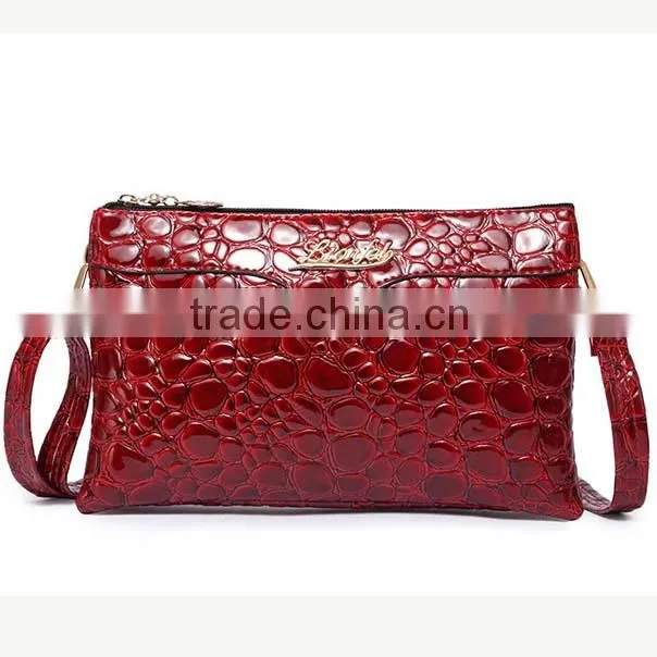 Fashionable ladies crocodile skin pu evening bagwith two straps