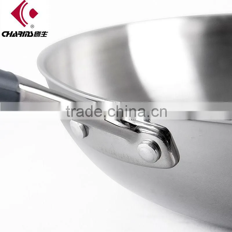 Tri-ply Stainless Steel Deep Wok