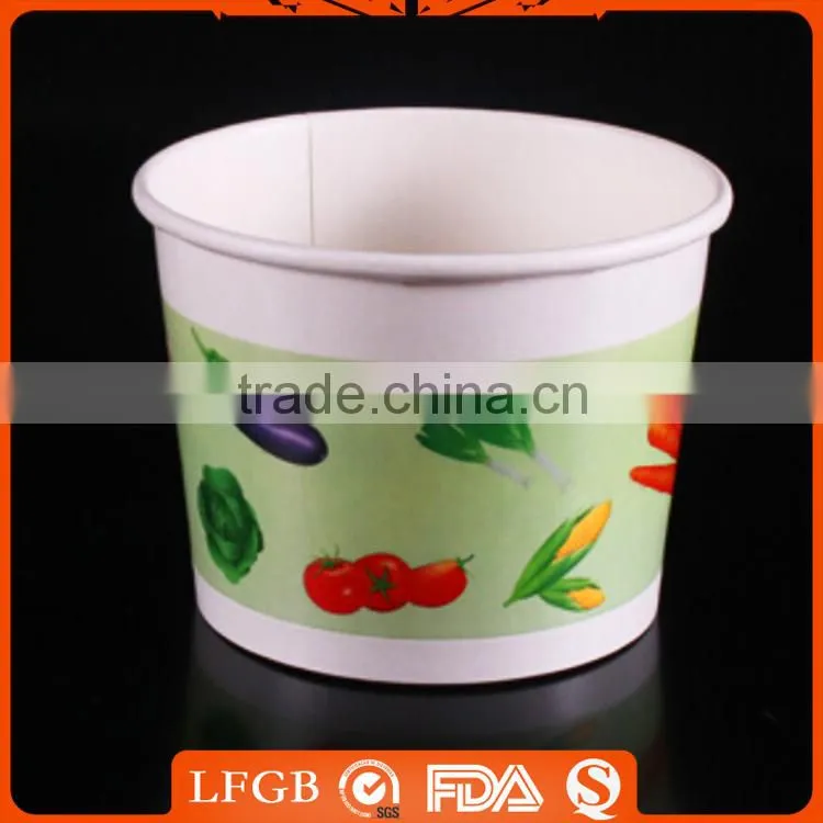 Customized printing PE coated disposable paper soup bowls with lids