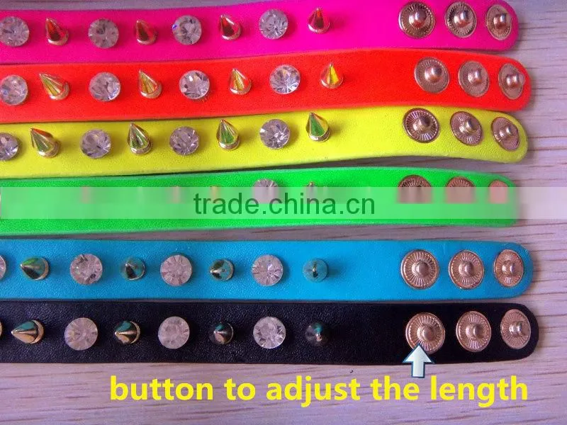 2013 Hot Sale Leather Bracelet With Rivet and Diamond Punk Bracelet