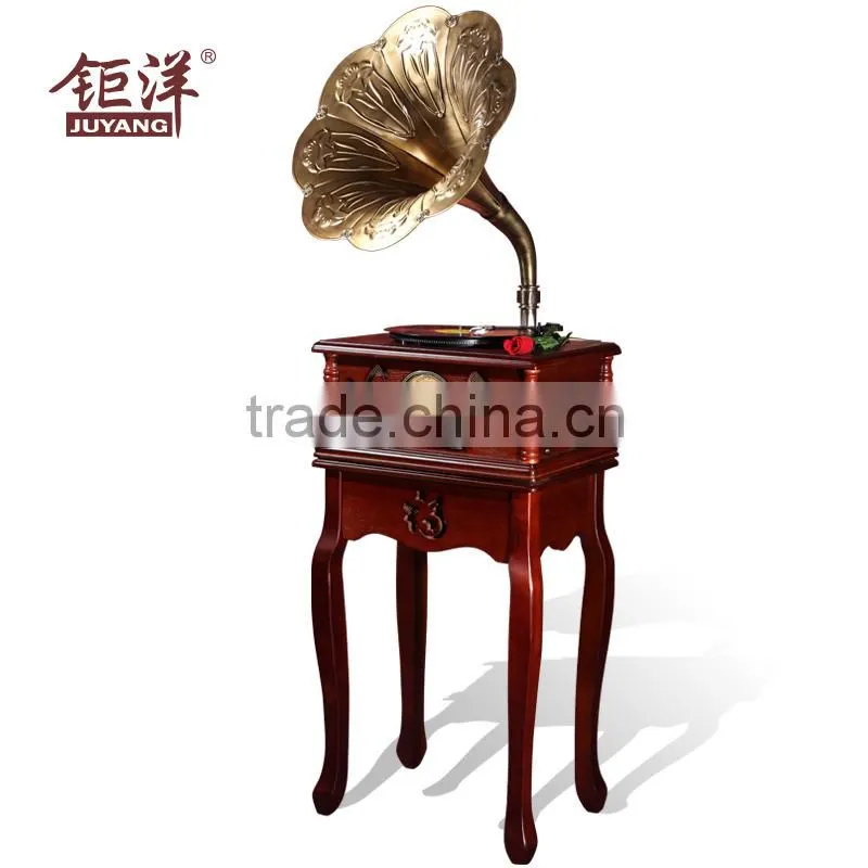 Unique design classic Gramophone wooden turntable record player with CD&USB