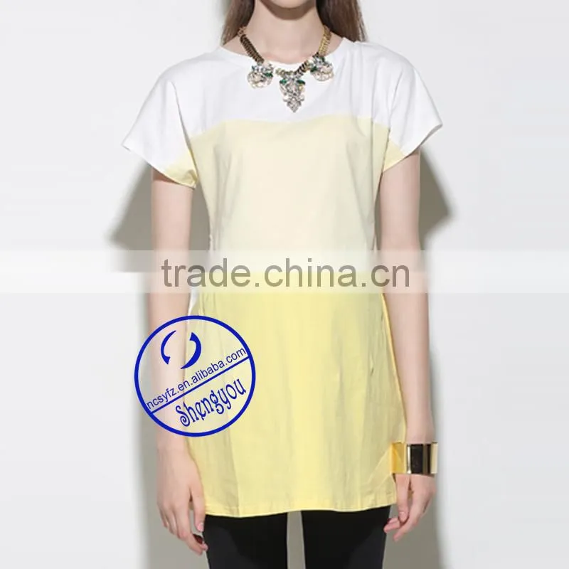 Custom spandex cotton plain long line maternity t shirt