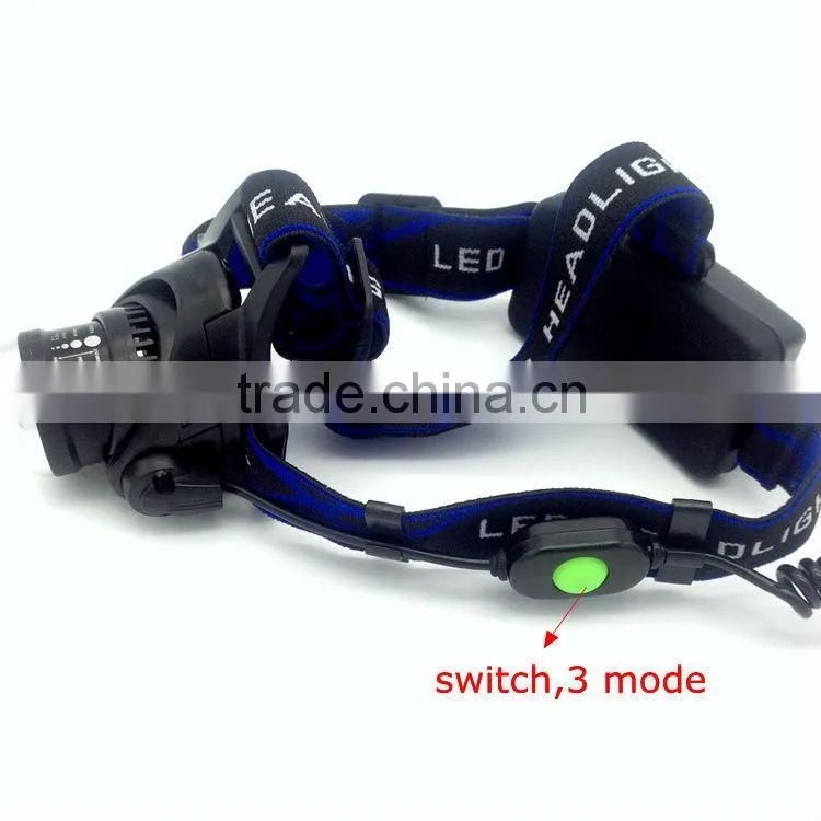 Poppas T90 xml-t6 10w rechargeable camping zoom adjustable ultra bright headlamp
