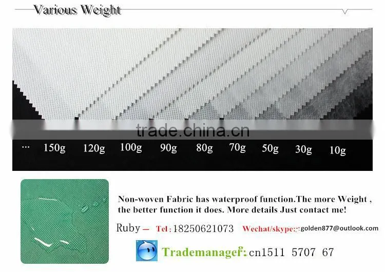 pp material fabric for outside furniture ,sofa,mattress, spunbond non woven fabric, cambrella fabric for shoes interlining