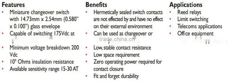 NC / NO /COM 3 wire magnet sensor reed switch