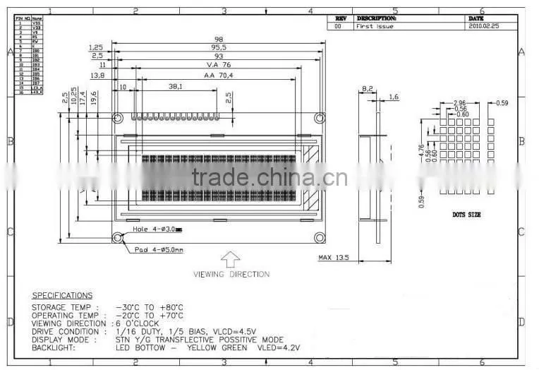 STN 40X2 character lcd panel, lcd display COB module 4002,character lcd display module 40X2