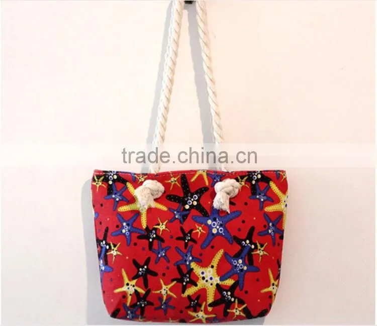 Fashion design stripe beach bag with zipper