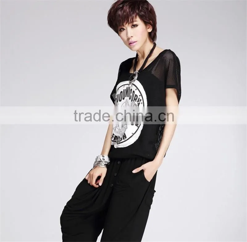 Fashion Womens Mesh Loose Blouse Tops Delicate Print Short Sleeve Summer Tee Shirts tshirts