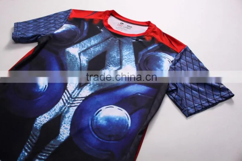 Cool Marvel Movies Thor Costume The Dark World Superman High Elastic Quick Dry Fit Compression Shirt Wholesale Workout Clothing