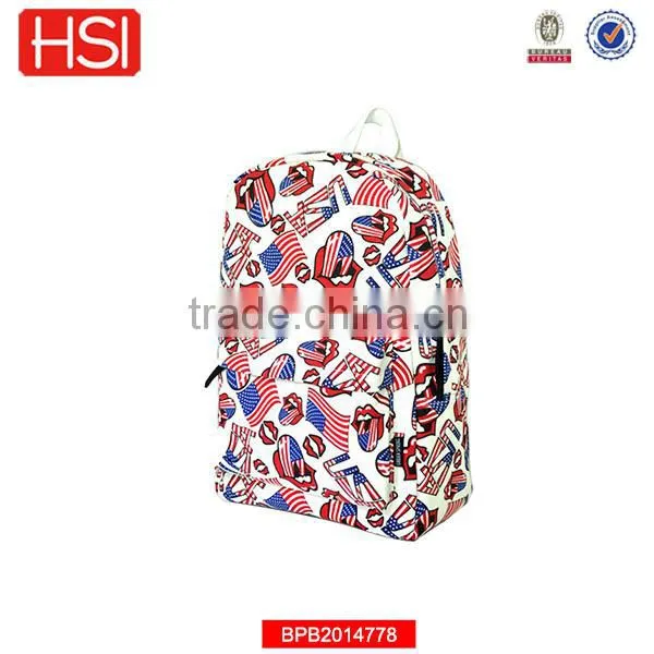 600D printing mouth and tongue flag sublimation backpack