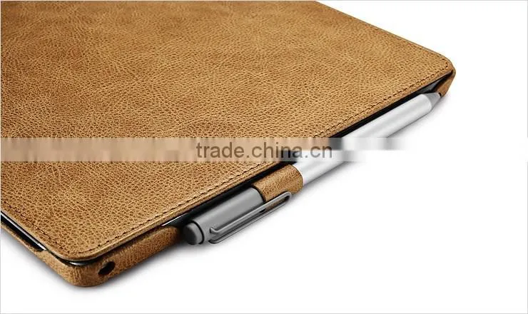 ICARER Genuine Leather Case for Microsoft Surface Pro 4 Flip Cover with Stand Function Luxury Series
