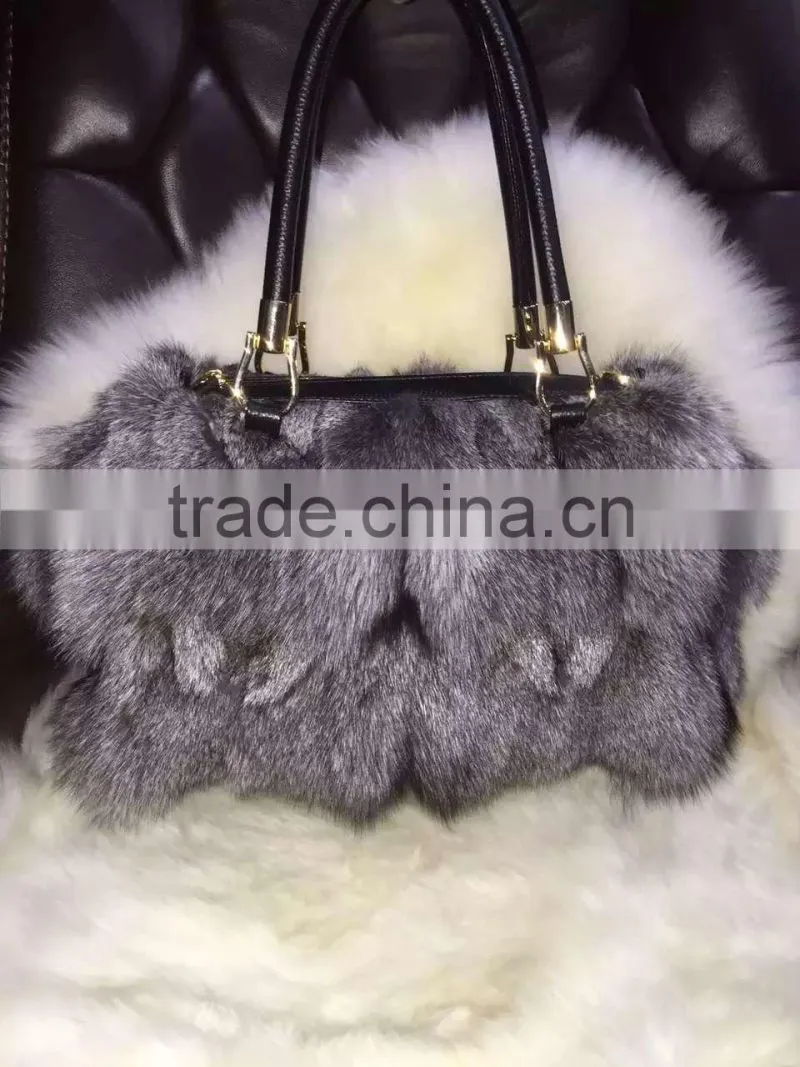 Luxury design fox fur handbag /wholesale and rtail