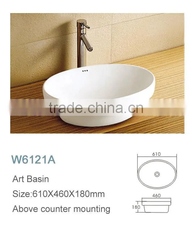 Bathroom ceramic square high above counter art wash basin