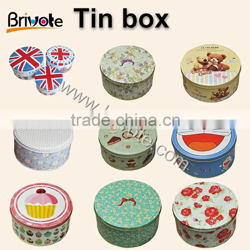 Free shipping wholesale custom cookie box cookie tins metal box cartoon round tin box