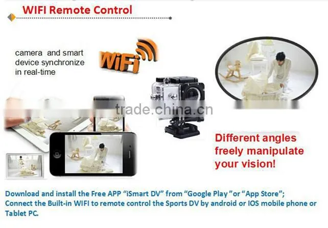 5MP sensor 170 degree wide angle Burst wireless sport camera for extreme sports