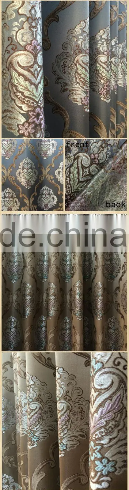 100% polyester blue jacquard high class curtain fabric, classic european blackout