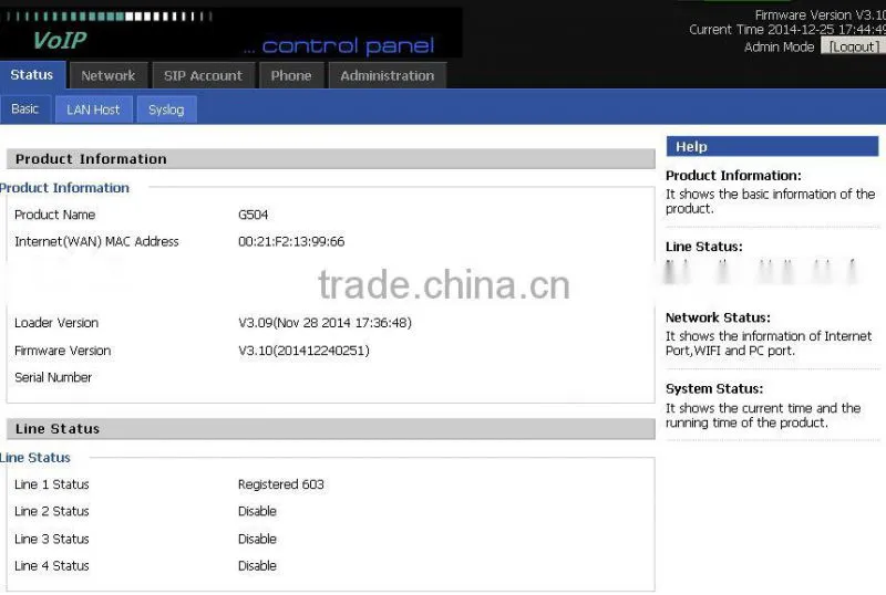 G504 4FXS ports VoIP Gateway ATA TR 069