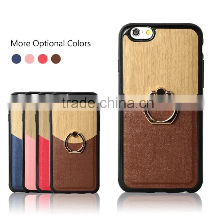 New Products Multifunction PU Leather Back Case for iPhone 6s with Ring Holder Stand
