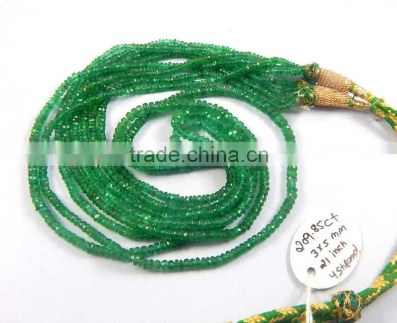 Natural Zambian emerald beads 4 strand necklace gift for love