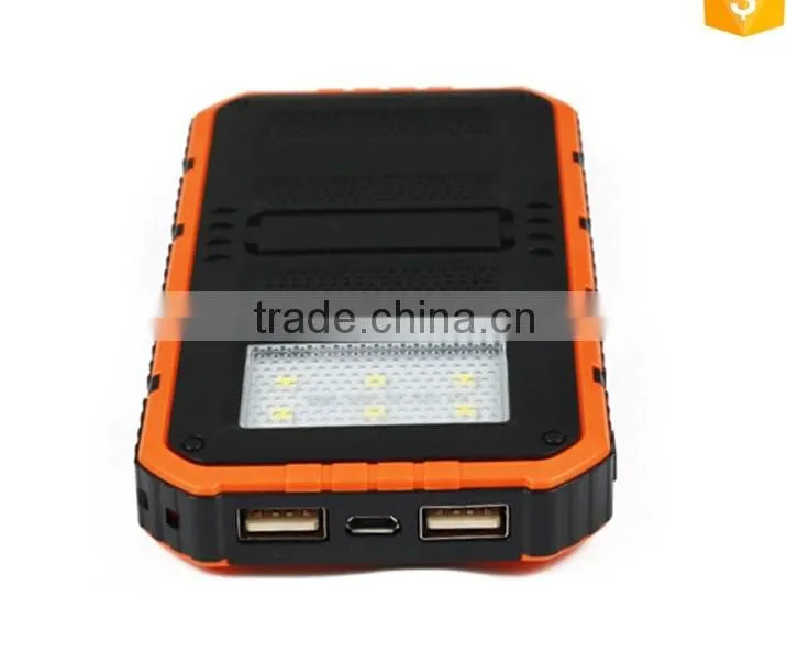 New Arrival Double Output 8000mah Solar Battery Charger for Mobile Phone with led camping light