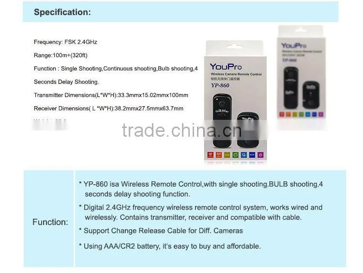 YouPro YP-860/E3 Wireless Remote Shutter Release for Canon DSLR: EOS 1100D, 1000D, 650D - See more at: /produ