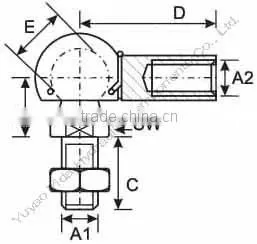 33-16-32mm white zinc plated metal Ball and socket Joint with M12 and M12 for Gas spring
