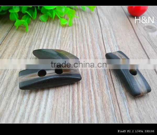 plastic resin toggle horn button for fashion clothing